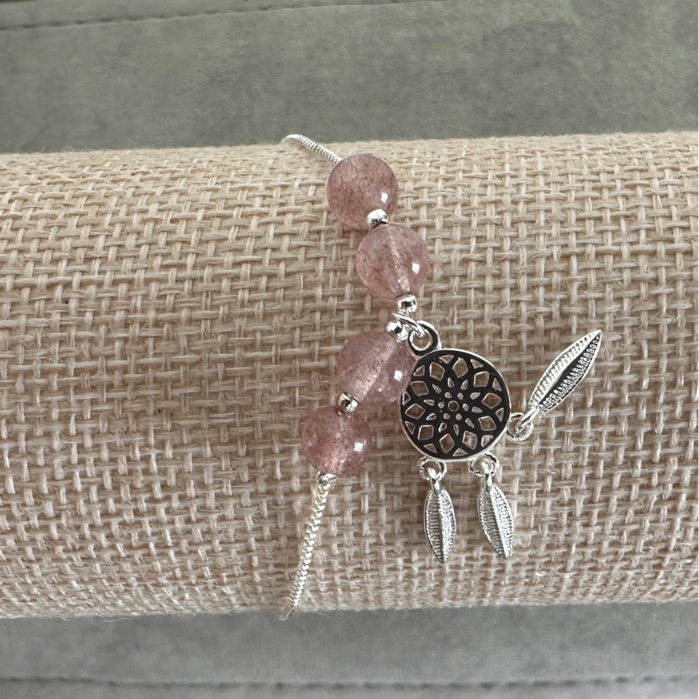 Sterling Silver and Pink Dreamcatcher Bracelet